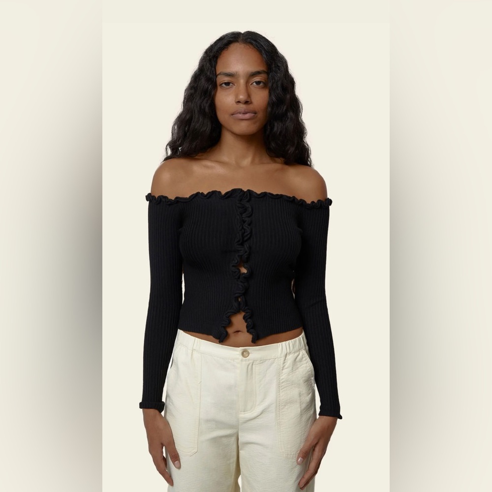 Charlie Off the shoulder knitwear in purple and burgundy
